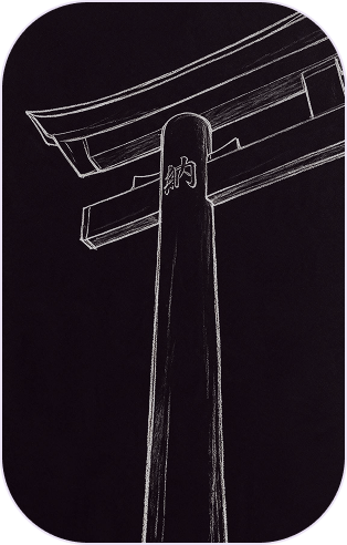 Line drawing of a torii gate
